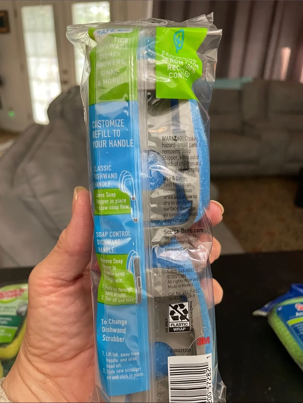Heavy Duty & Non-Scratch Dishwand Refills - Green & Blue & 2Pk Scourers All New